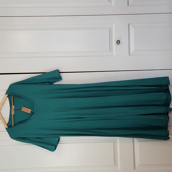 Natural Life All Day Cotton Tee Dress Teal Green Maxi Boho Lagenlook Size M - Picture 2 of 13